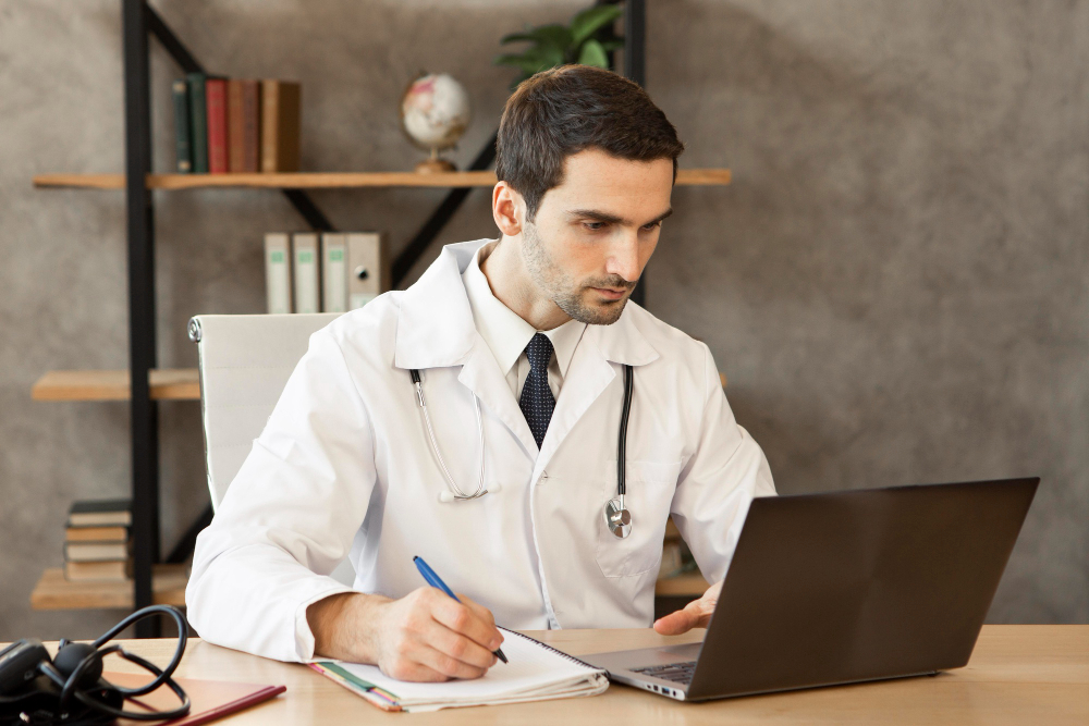 Médico estudando